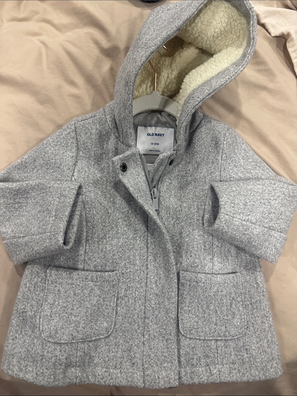 Old Navy Light Gray Hooded Pea Coat for Kids